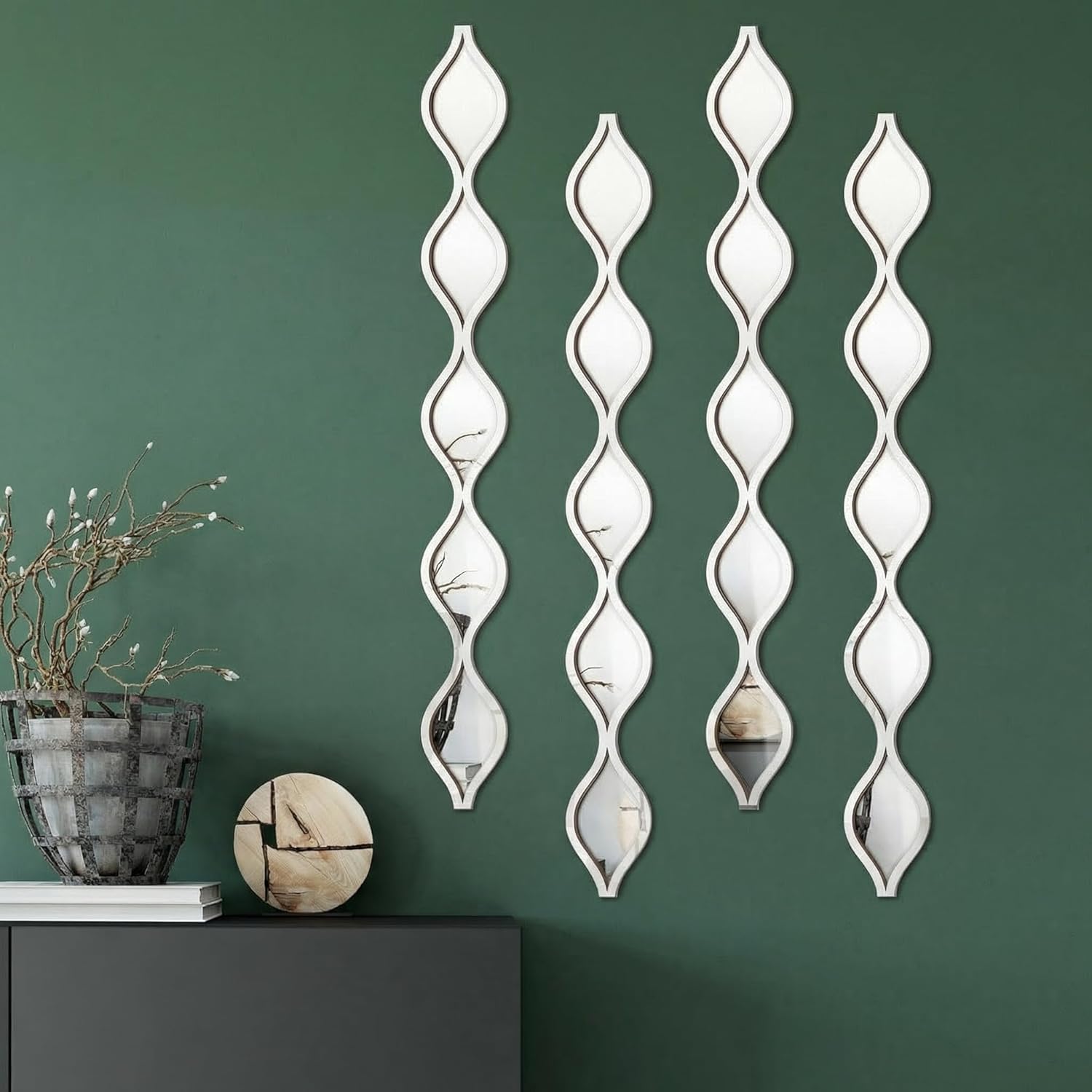 Set de 4 Espejos Decorativos Lágrima Acrílicos 90 x 10.2 cm