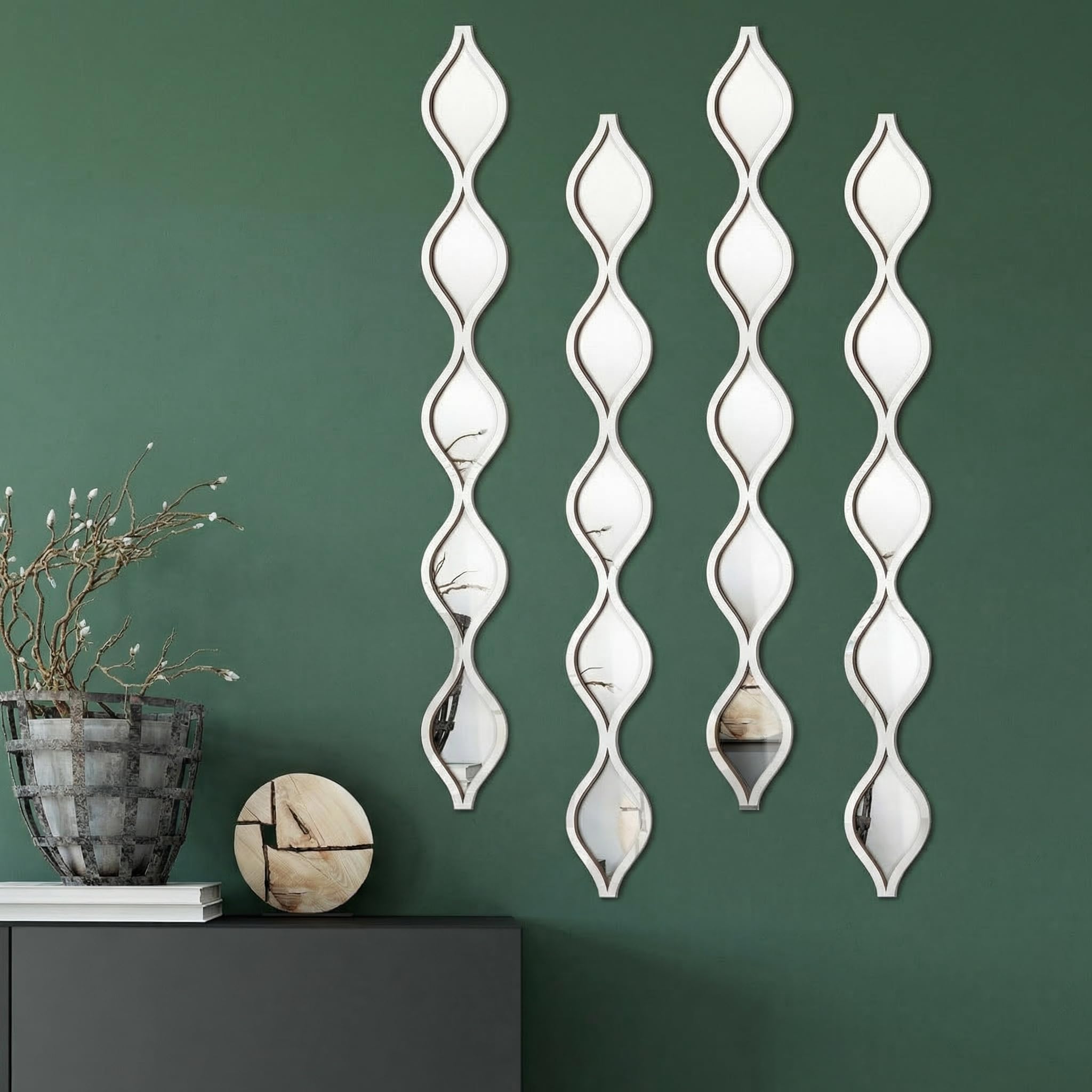 Qunclay Teardrop Mirror Wall Art Decorative Mirror Wall Decor Long Narrow Art for Apartment Living Room Bathroom Bedroom Entryway