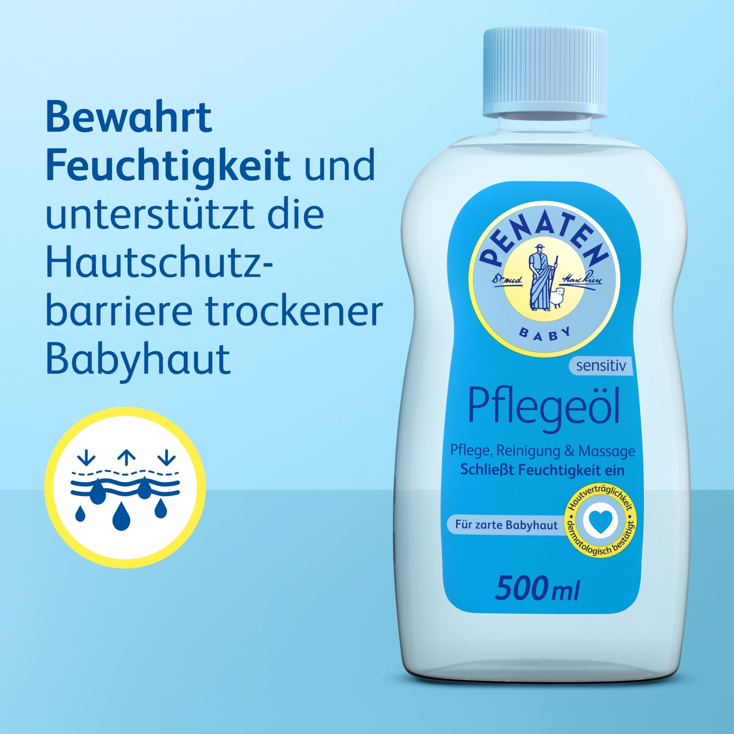 PENATEN Care oil, nourishing baby oil and baby care massage oil for gentle cleansing and care of sensitive baby skin (1 x 500 ml) - 5