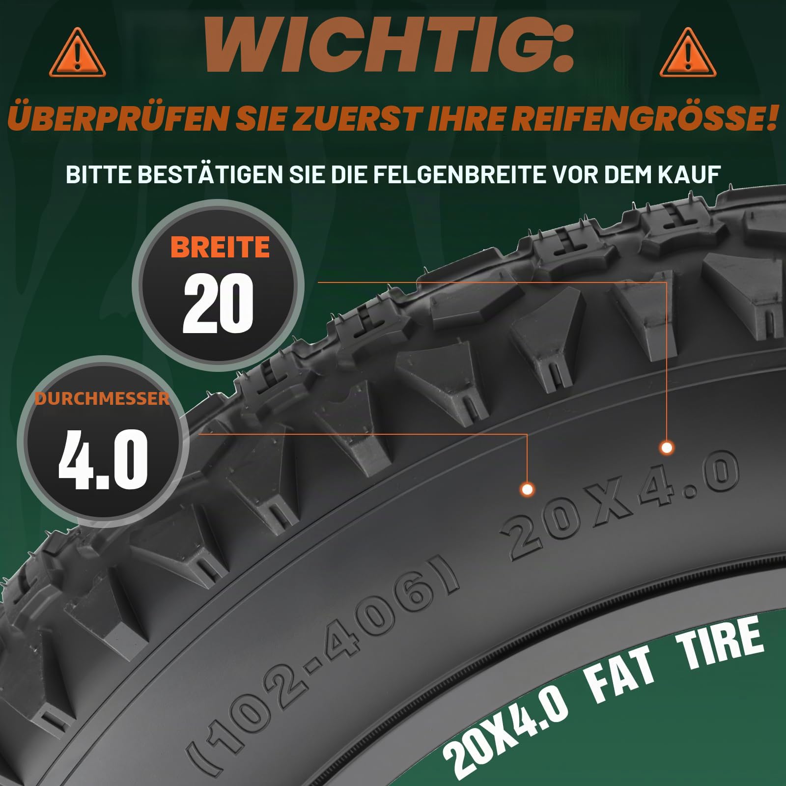 Fatbike Reifen 20x4.0 (102-406) Extra Stark für E-Bike