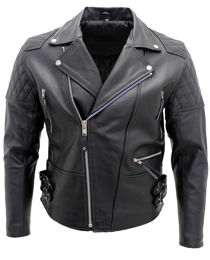 Infinity Leather Men's   Black  Brando Cowhide Leather Biker Jacket-Stotfold in Size 3XL, BrandAlley