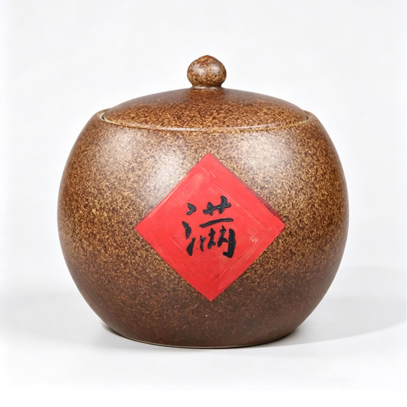 Hermetyczny Pojemnik do Przechowywania Ryżu, Ceramiczny Słoik na Ryż z Pokrywką, Dekoracyjne Pojemniki Kuchenne, Dozownik Ryżu na Mąkę, Ryż, Orzechy, Przekąski(5 kg/11 lb,Brown)