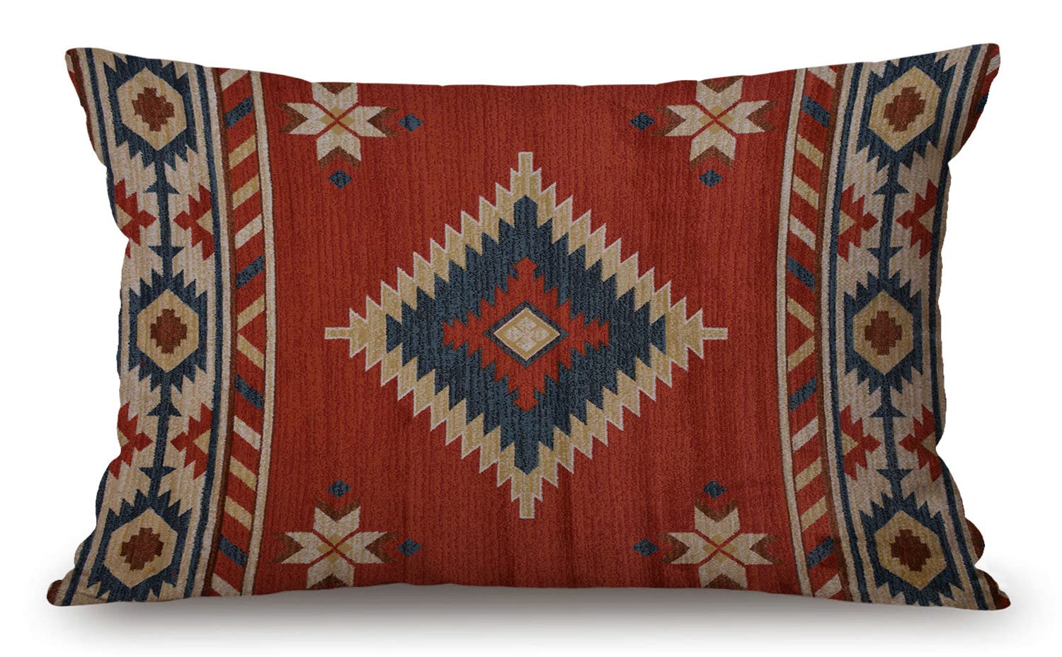Solekla Southwest American Pattern Waist Lumbar Cotton Linen Throw Pillow case Cushion Cover for Sofa Home Decorative Oblong 12x20 Inches