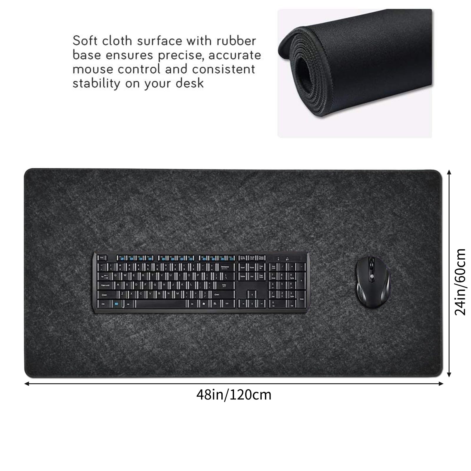 AQQA Tappetino per mouse oversize 3XL (122 x 61 cm), extra large, per videogiochi, per scrivania completa, grande tappetino per mouse con base in gomma antiscivolo, bordo cucito, tappetino da