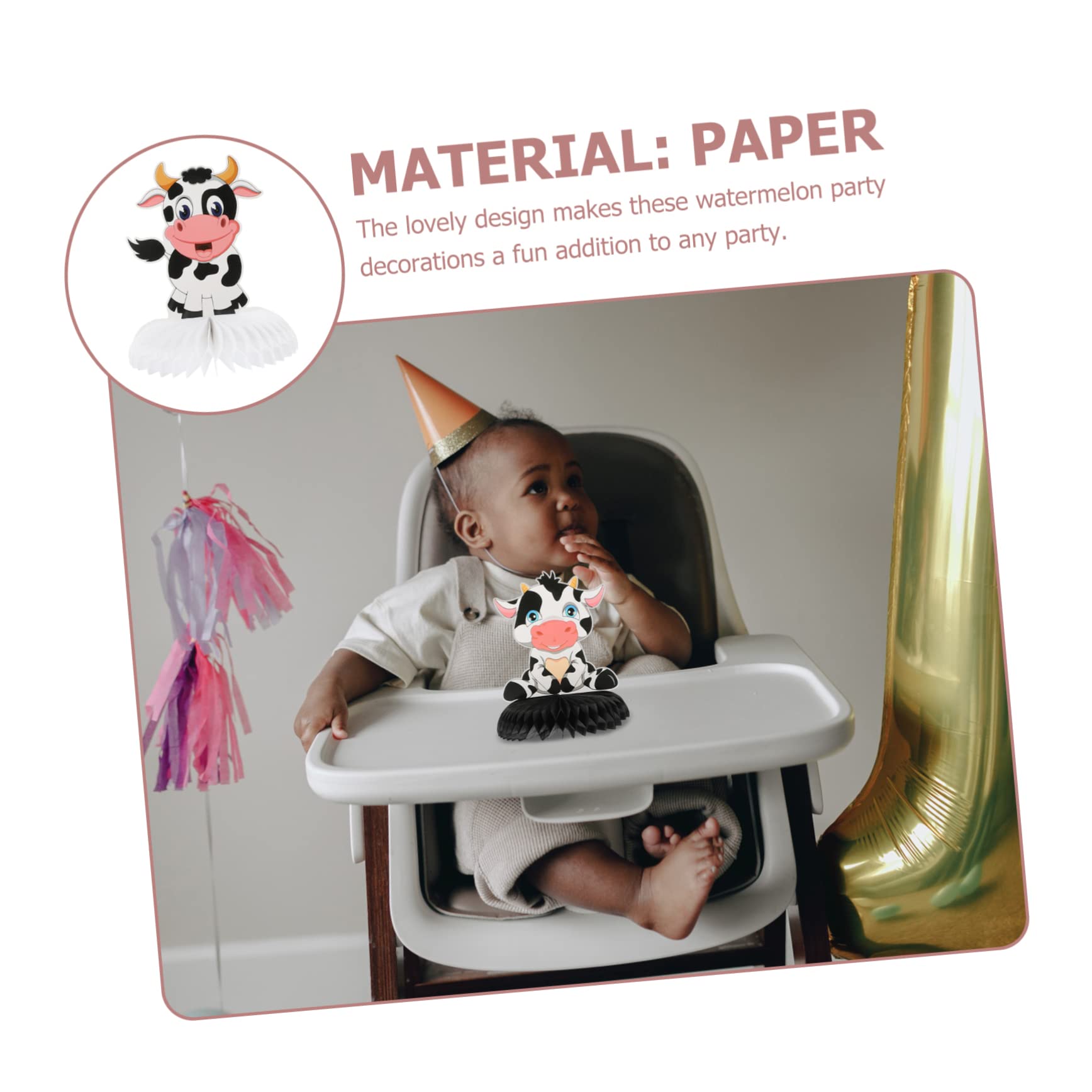 Homoyoyo Lot 6 Ornements Nid D'Abeille Vache 3D - Décorations Anniversaire Ferme Enfants, Centres De Table & Photobooth Mignons