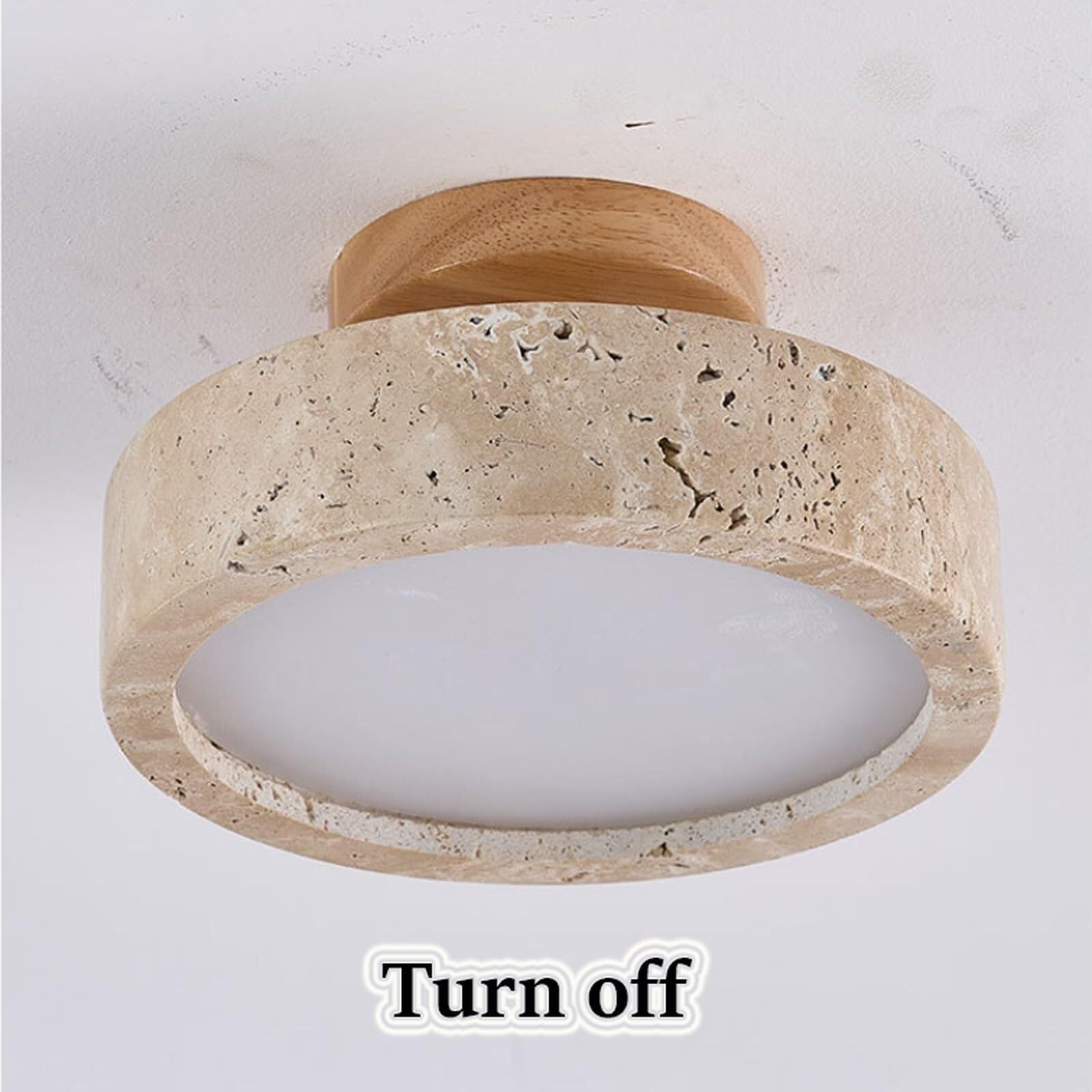Lampy Sufitowa Z Żółtego Trawertynu, Lampy Sufitowa Z Litego Drewna Wabi-sabi, Oświetlenie Sufitowe Z 3 Możliwością Przyciemniania, Do Jadalni, Sypialni, Łazienki