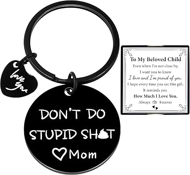 Daughter Son Gift from Mom - Novelty Accessories Keychains - Stocking Stuffers, Xmas Present for Son Daughter Middle & High School Graduation on Mothers Day Fathers Day