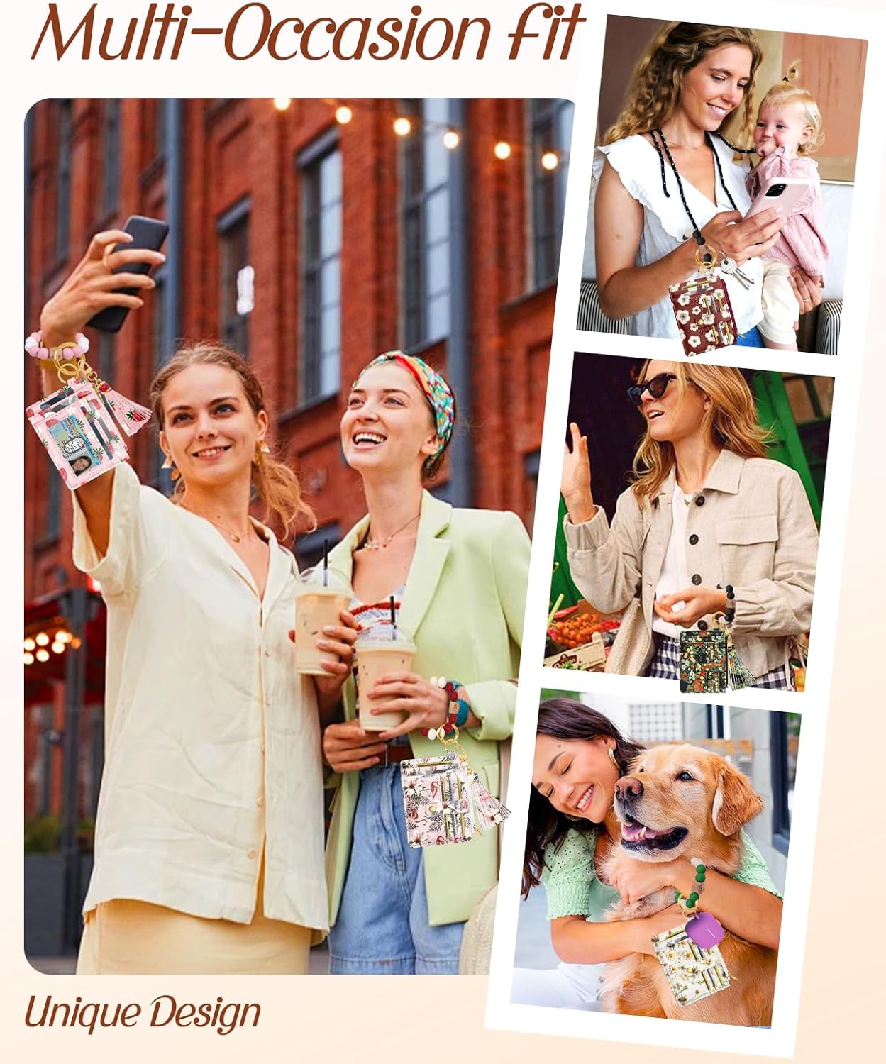 Bistup Wallet Keychain Wristlet for Women - Credit Card Holder Wallets Key Chain Ring Cute Design Slim Small RFID Coin Pocket Purse for Ladies Teen Girls Fashion Strawberry - Image 6