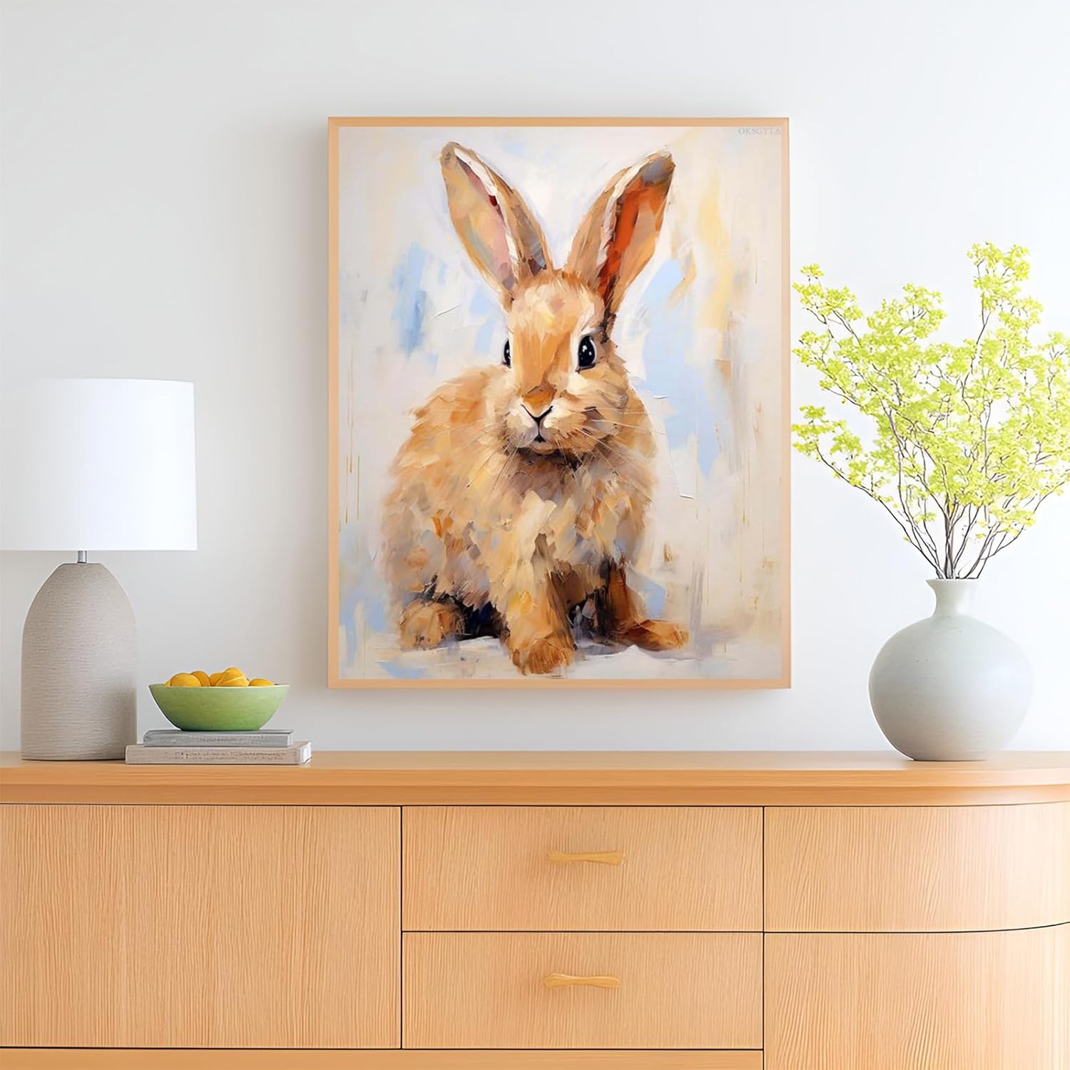 OKSGYTA Paint by Numbers Kit Digital Painting Rabbit Bunny DIY Oil Painting Drawing Canvas with Brushes Art Decorations 40x50cm