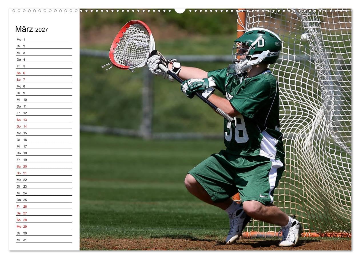 CALVENDO - Teamsport Lacrosse - Face-off (Wandkalender 2027 DIN A2 quer), Monatskalender: Packende Spielszenen aus der Welt des Lacrosse