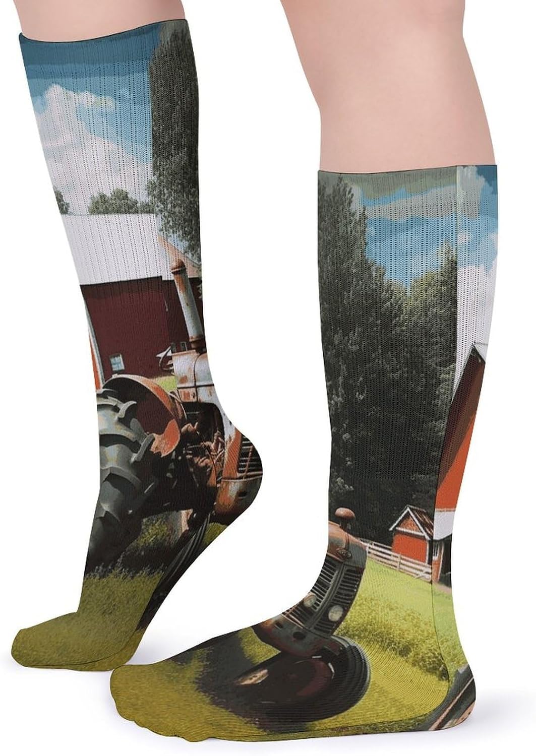 Company Farm Tractor Crew Socks Cozy Casual Calf Socks Lightweight Long Work Sock Breathable Athletic Sock for Hiking Sports Running 5 Pairs