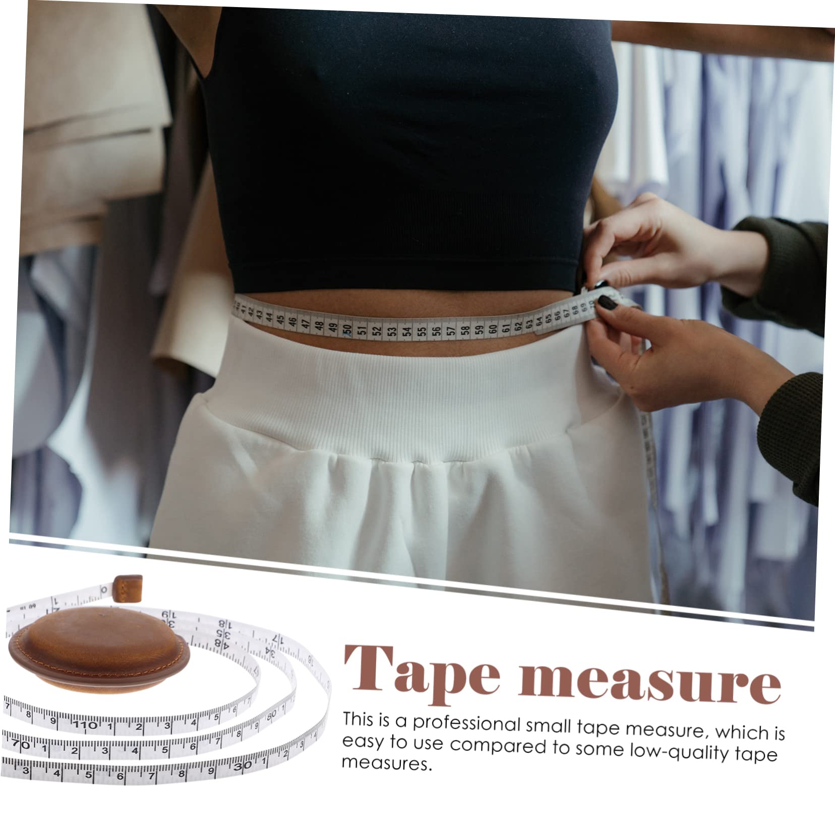 4 Piezas mini métrica measuring tape herramienta de costura herramienta de medición de costura adhesiva de doble cara métrica multiusos medidor de cuerpo Brown SHINEOFI