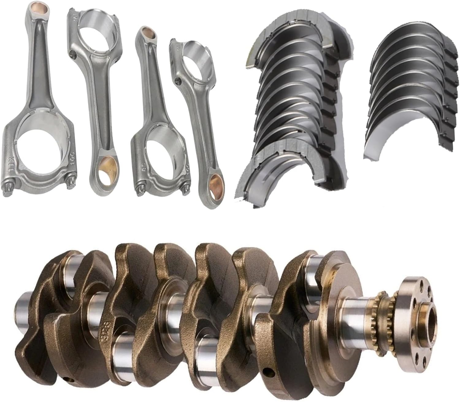 1 Set Crankshaft Connecting Rod Kit 0.25mm Main &Con Rod Bearings Compatible With BMW Model Crankshafts B48B20 2.0T 4-Cylinder Engine Parts