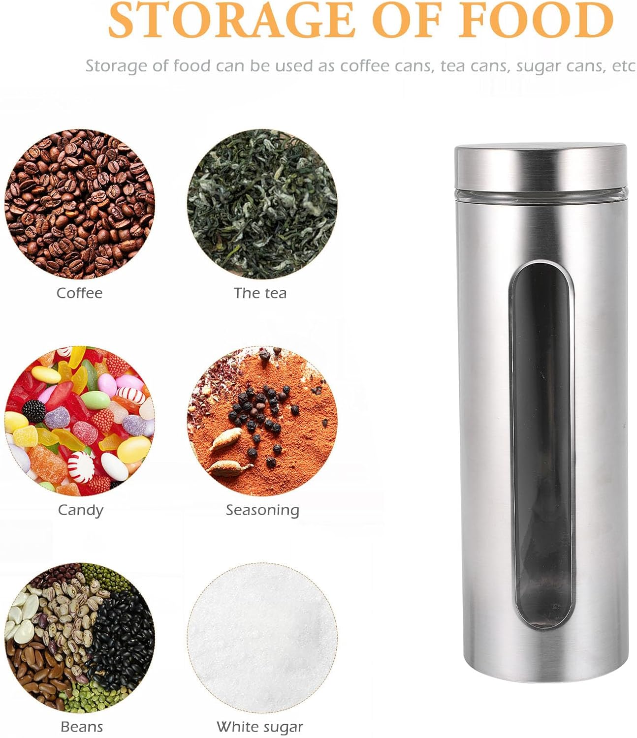 Airtight Glass Spice Jar with Food-grade Stainless Steel Lid Multifunctional Kitchen Storage Container for Salt Pepper Coffee and Dry Goods Organization