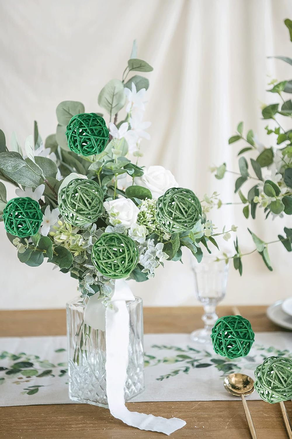 Byher Decorative Ball Wicker Rattan Ball for Bowls, Vase Fillers Home Decor (Woodland Green, Small - 2Inch) : Home & Kitchen