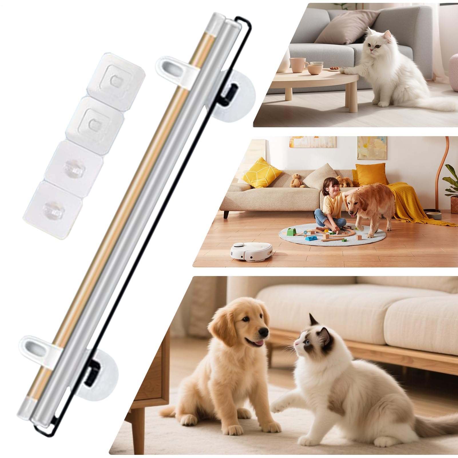 Puerta de seguridad para mascotas, 140 cm de alto, sin taladrar, valla transparente de PVC para perros y gatos, para uso en interiores y exteriores, ideal para pasillos, cocinas y puertas