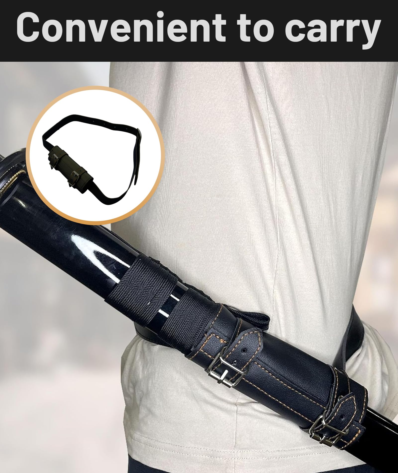 Buildcon Katana Stand, Sword Holder for Belt Knife and Katana Sword, PU Leather Tool Belt Accessory for Cosplay, LARP, and Medieval Events, 20 x 20 x 4 cm 4