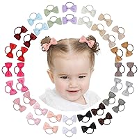 Vista 12 de Jollybows 80 piezas de corbatín para el pelo para niñas – Mini lazos elásticos para el cabello para bebés pequeños