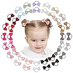 40PCS 2 Inches Baby Girls Hair Bows Ties Mini Boutique Elastic Hair Rubber Ribbon Hair Band Accessories for Kids Toddlers Infants (1-40 PCS - Dark color set)