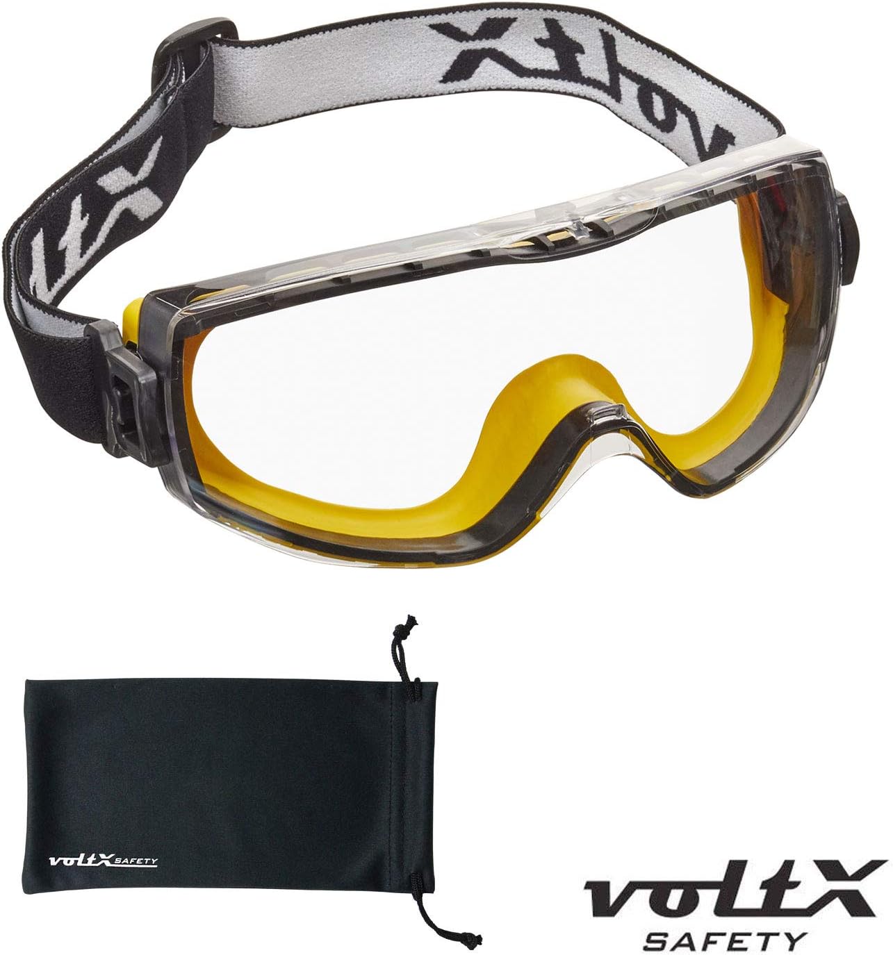 voltX GT DEFENDER Compact Ventilated Safety Goggles CLEAR, CE EN166FT Certified, Anti fog coated. Includes Microfibre carry bag - Image 3