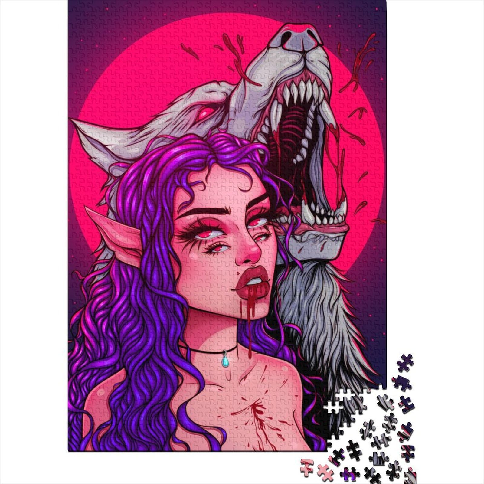 1000 Piece Shewolf Puzzles For Adults Paper Puzzles Brain Teaser Puzzles For Children 38x26cm/1000pcs