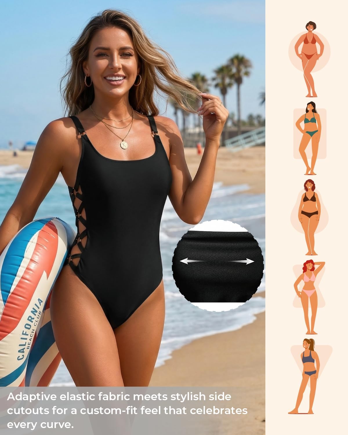 Tempt Me Women One Piece Swimsuit - Sexy Crisscross Bathing Suit Lace Up Slimming High Cut Swimwear