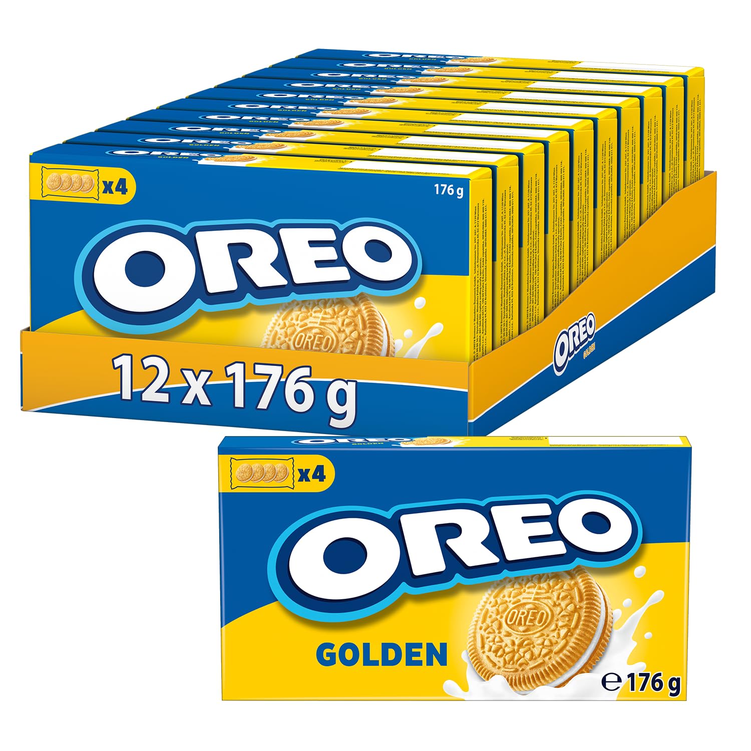 OREO Golden – Knusprige Vanille Crème Kekse, 12 x 176 g