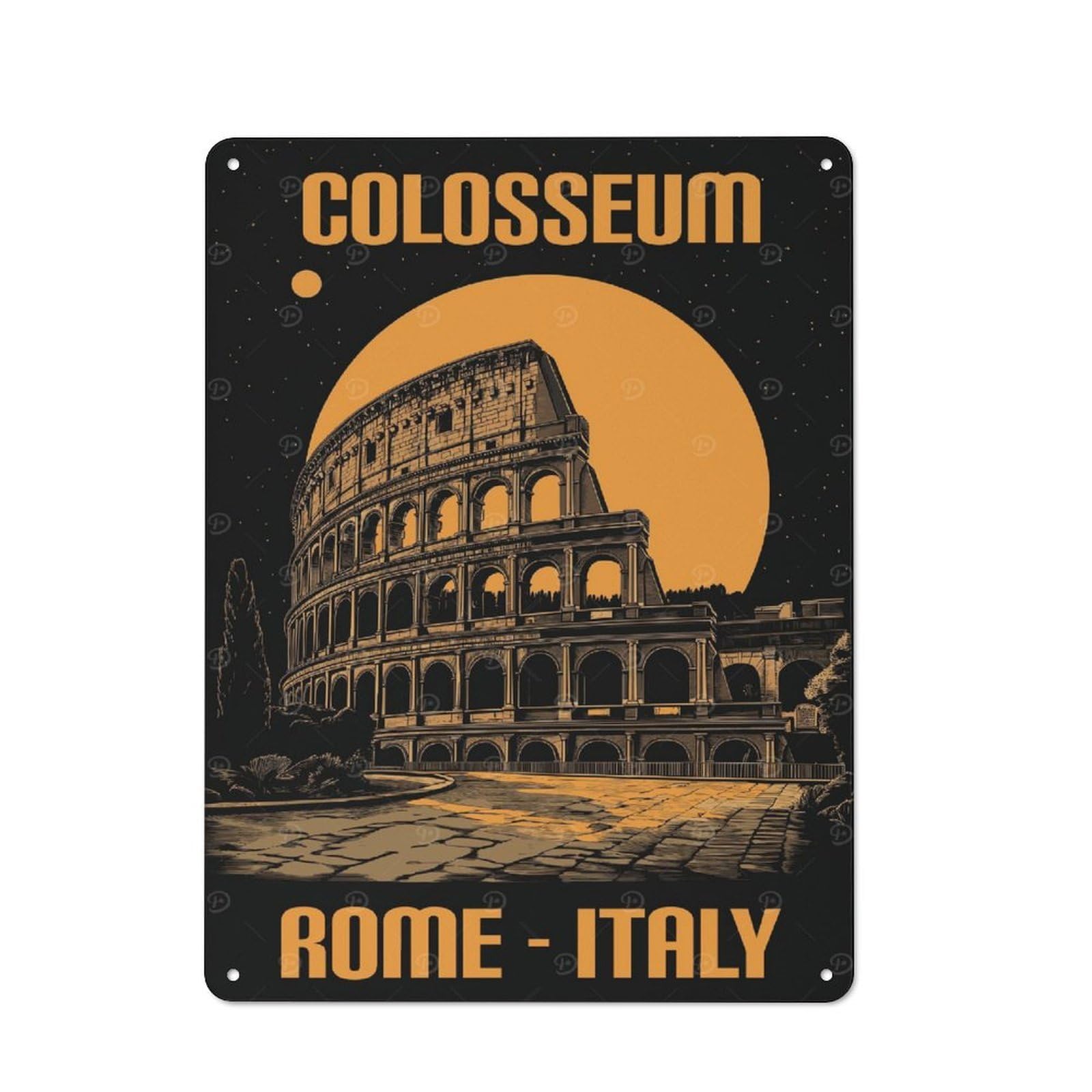 Junmoney Style-24 Smart Colosseum Rome Italy Vintage Poster Office Metal Sign 40X30cm, Creative Space Decor For Home Office, Reading Corner Or Bedroom