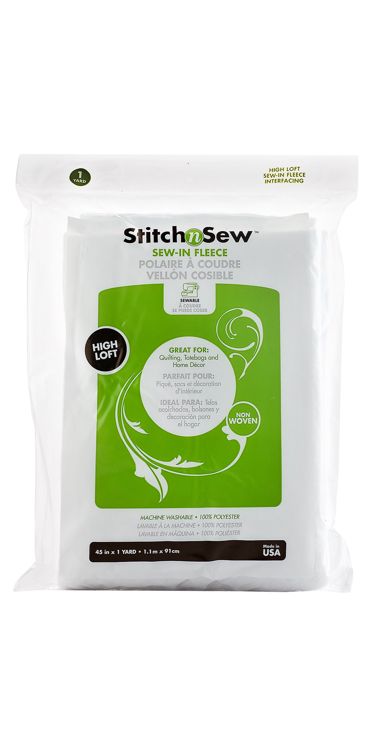 Thermoweb StitchnSew Fleece Sew-in-High Loft (White 45 in. x 1 yd Pack), one Size, Q2170