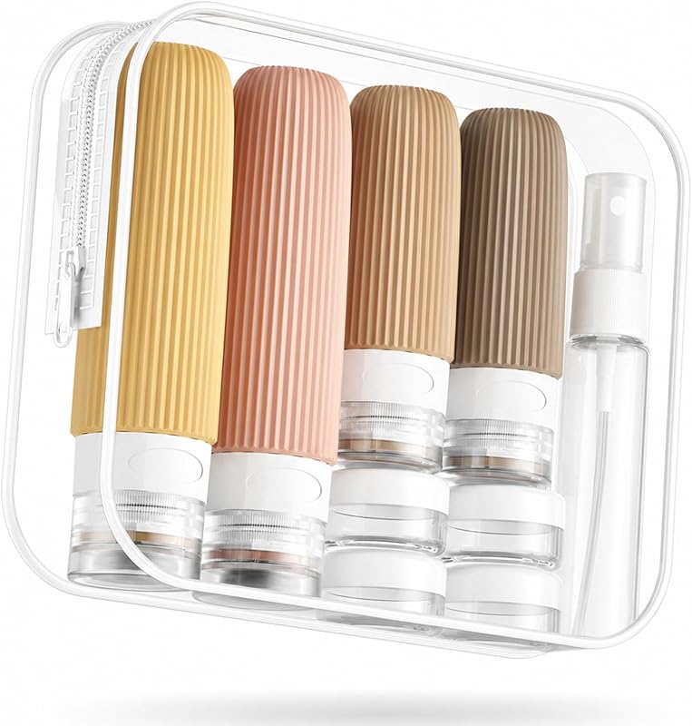 16 Pack Travel Bottles Set, TSA Approved Leak Proof Silicone Squeezable Containers for Toiletries, Refillable Travel Accessories for Conditioner, Shampoo, Lotion & Body Wash Accessories