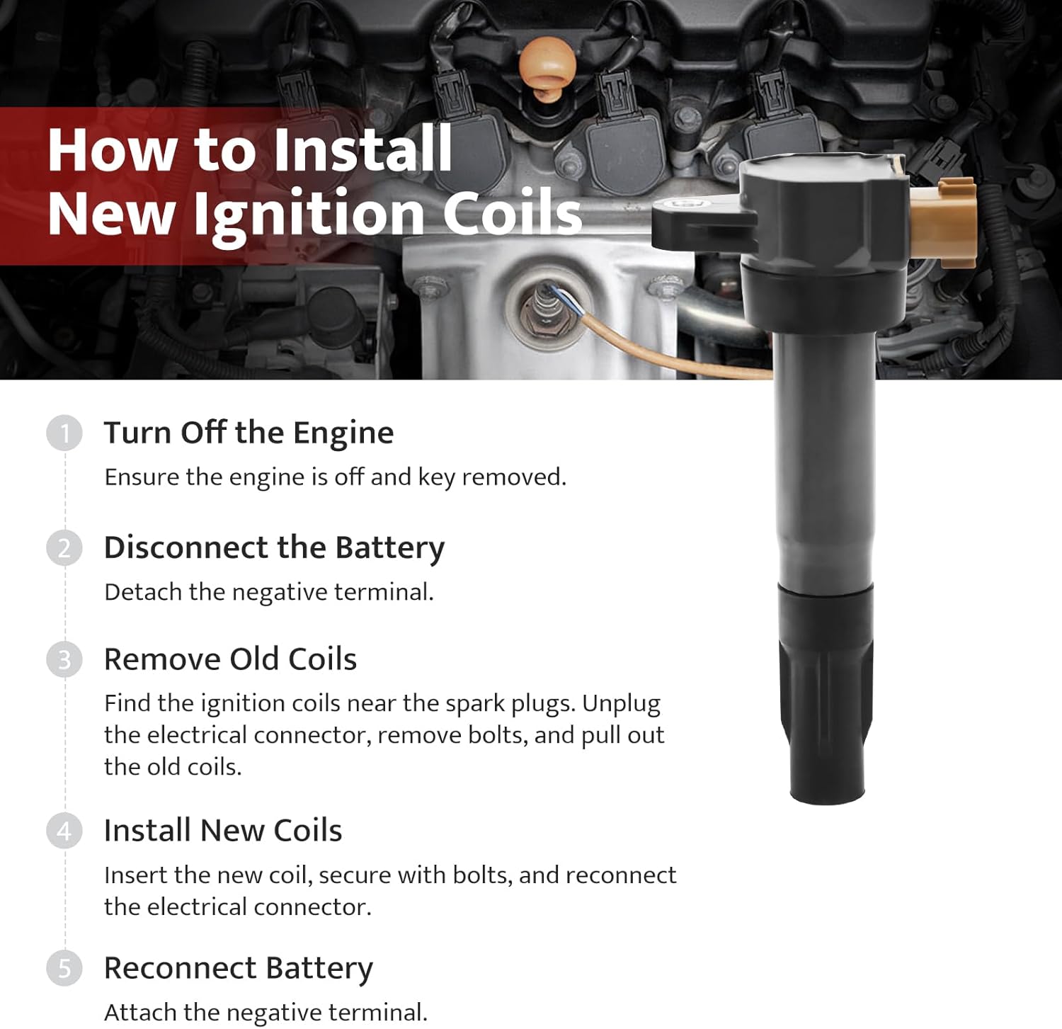 Ignition Coil Packs and Spark Plugs fit for L4 2.0 2.4 2009 2010 2011 2012 2013 Suzuki Grand Vitara Kizashi SX4, UF634, Set of 4