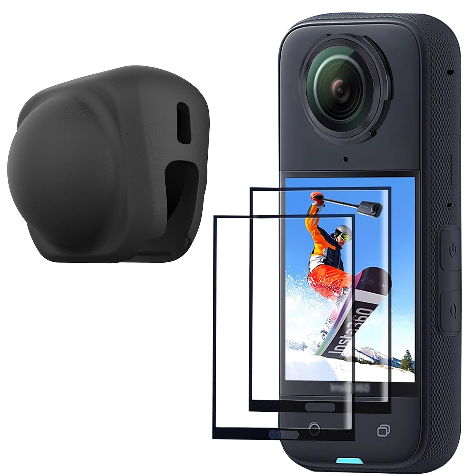 Kit di accessori di protezione FiTSTILL per Insta 360 X5/X4, pellicole protettive in vetro temperato + copriobiettivo in gomma, 2 pellicole ultra HD