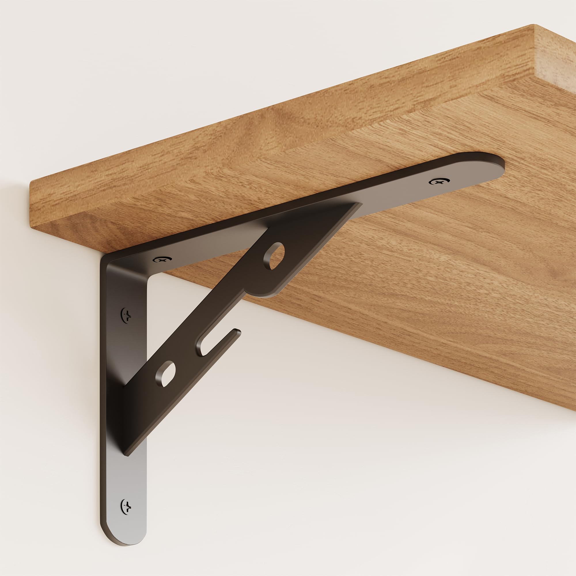 Lot de 12 Equerre Etagere Murale à Angle Droit, Support Etagere Murale Triangulaires Robustes, Équerre Étagère à 90 Degrés pour Salon, Chambre à Coucher, Noir (200 x 120 MM)