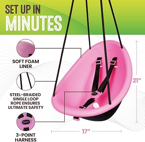 Miniatura 18 de Swurfer Kiwi - Columpio para niños pequeños, cómodo columpio para bebé al aire libre, arnés de seguridad ajustable de 3 puntos, sistema de bloqueo