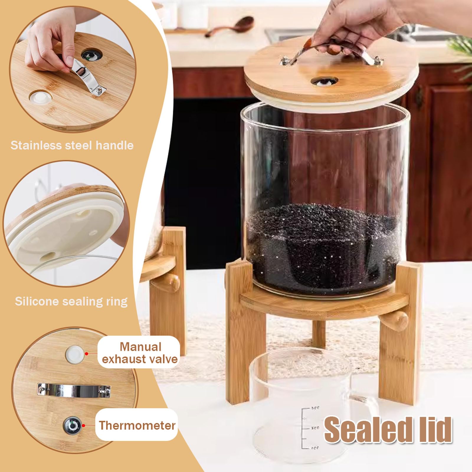 Distributeur de Riz, 5/7.5L, Distributeurs de Céréales avec Tasse à Mesurer de 500ml et Couvercle Hermétique, Récipient de Stockage de Riz Cuisine pour Garder Au Sec (5L)