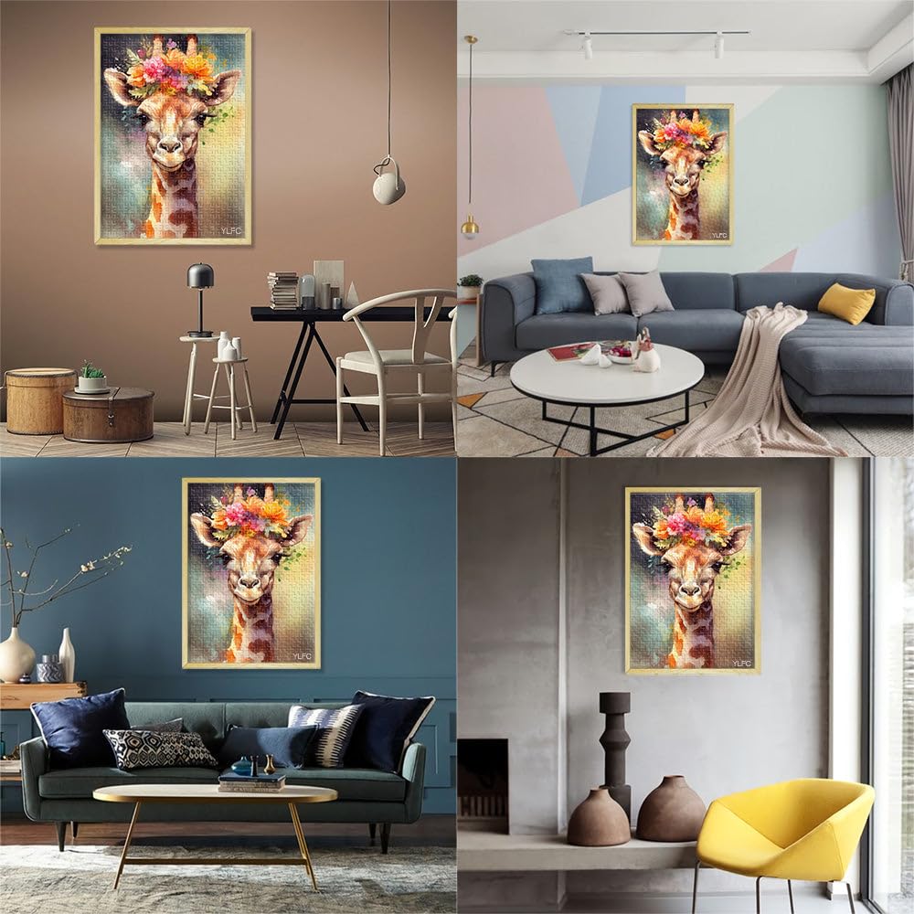 Puzzle pour Adultes 2000 pièces Girafe Bébé Puzzle pour Jeu éducatif Défi Jouet Cadeau Amusant 27,56 po x 39,37 po pour Adolescent Âge 14 Ans et Plus