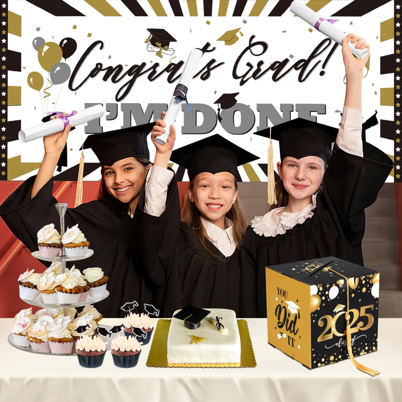 Tofficu Graduation Card Box Holder: 2025 Graduation Cap Party Decorations for High School College Commencement Gift Favors Grad Parties