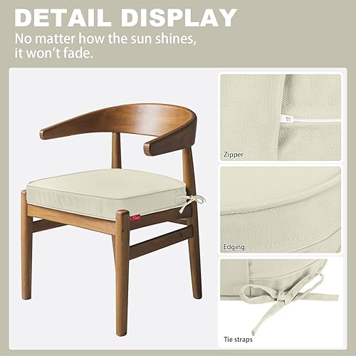 Miniatura 4 de Pcinfuns Juego de 2 cojines para sillas de exterior de 17 x 16 x 3 pulgadas, cojín de asiento de espuma viscoelástica para muebles de patio con