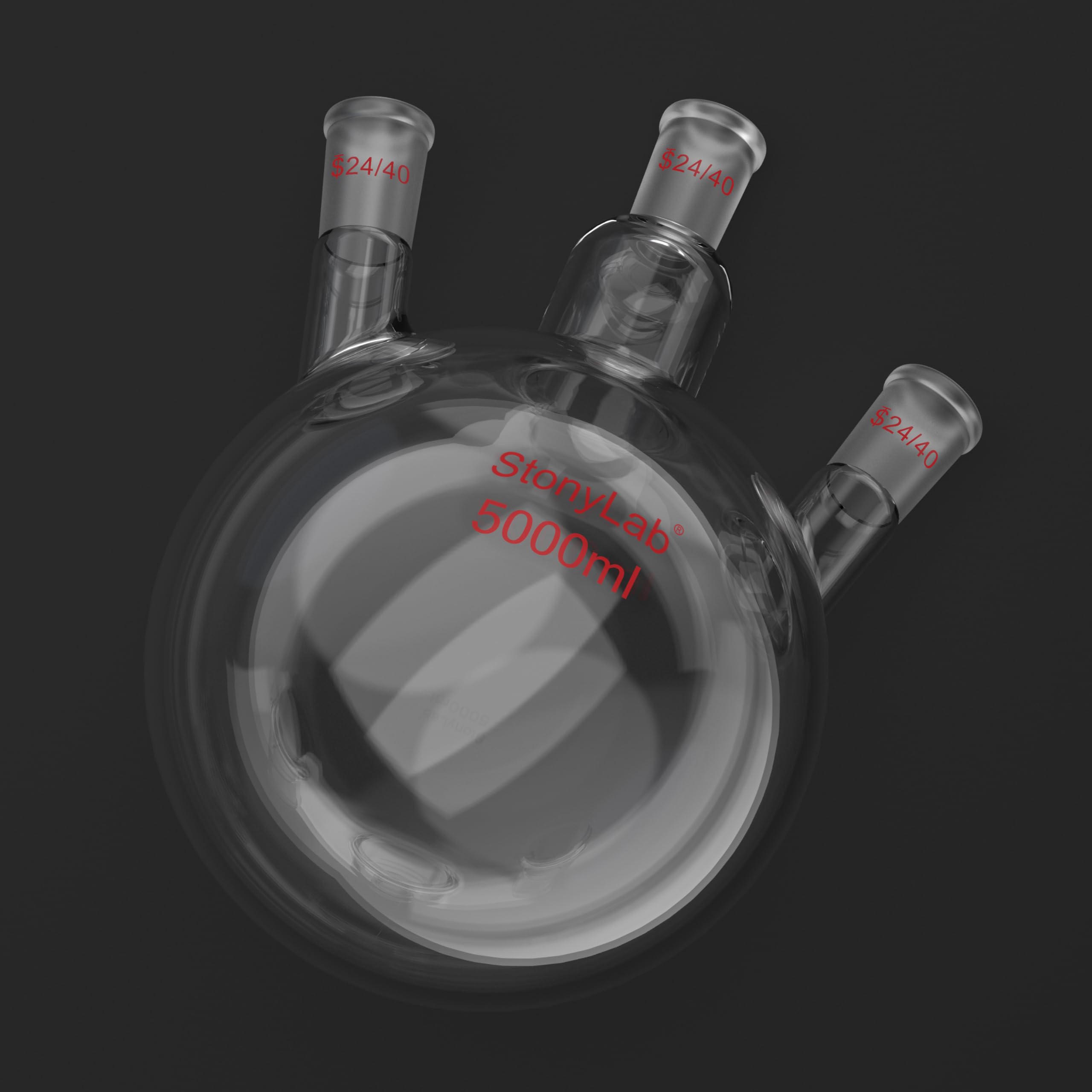 StonyLab 50 ml szklana kolba okrągła z 3 szyjami RBF, z 24/40 centrami i bocznym standardowym złączem Taper Outer Joint (5 l)