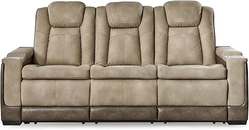 Miniatura 25 de Signature Design by Ashley Next-Gen DuraPella - Sofá reclinable moderno de piel sintética con reposacabezas ajustable, color gris