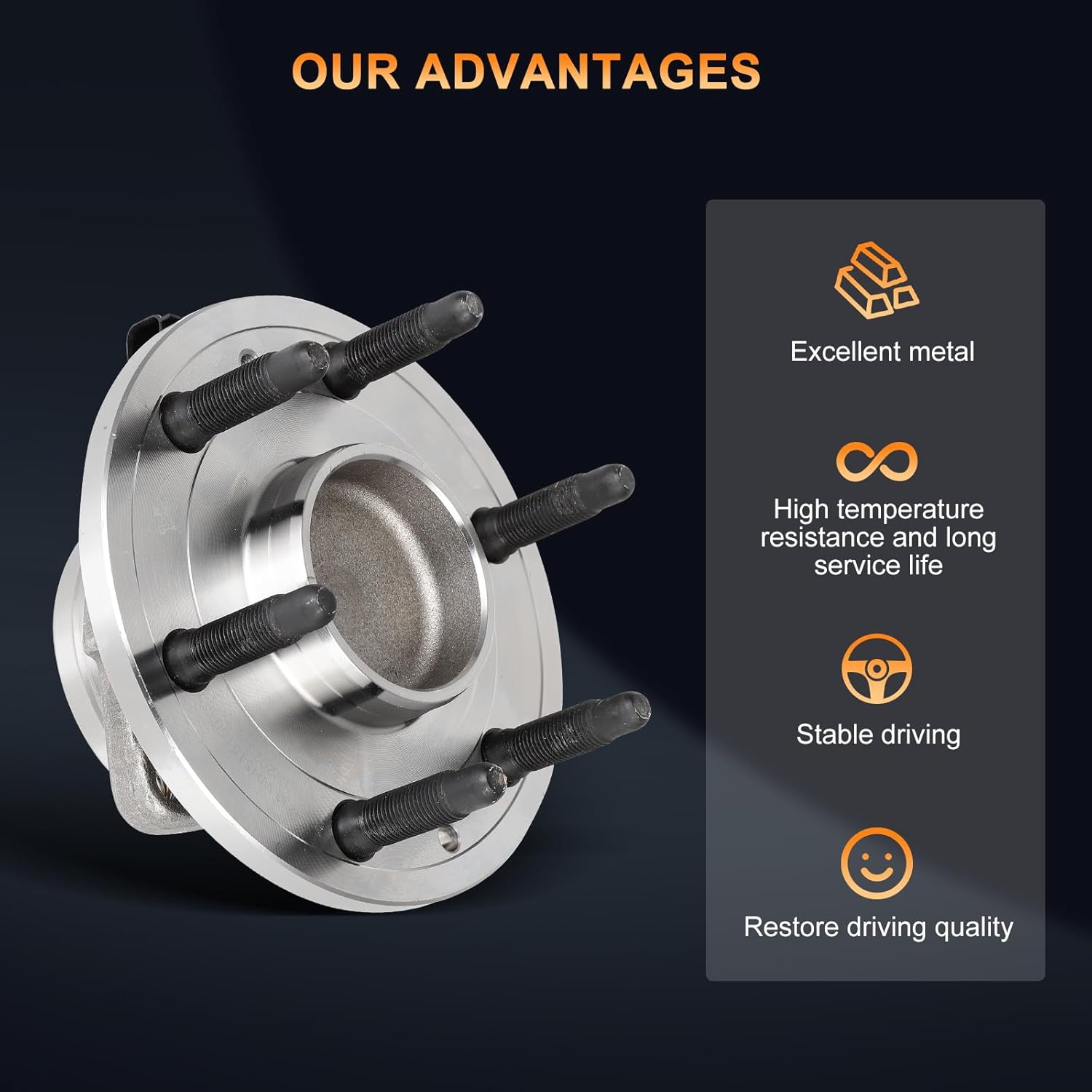 515159 Front Wheel Bearing Hub Assembly Compatible with 2015-2020 for Cadillac Escalade 2014-2018 for Chevy Silverado 1500 2015-2020 for GMC Yukon 6 Lugs W/ABS 1pc RWD Only