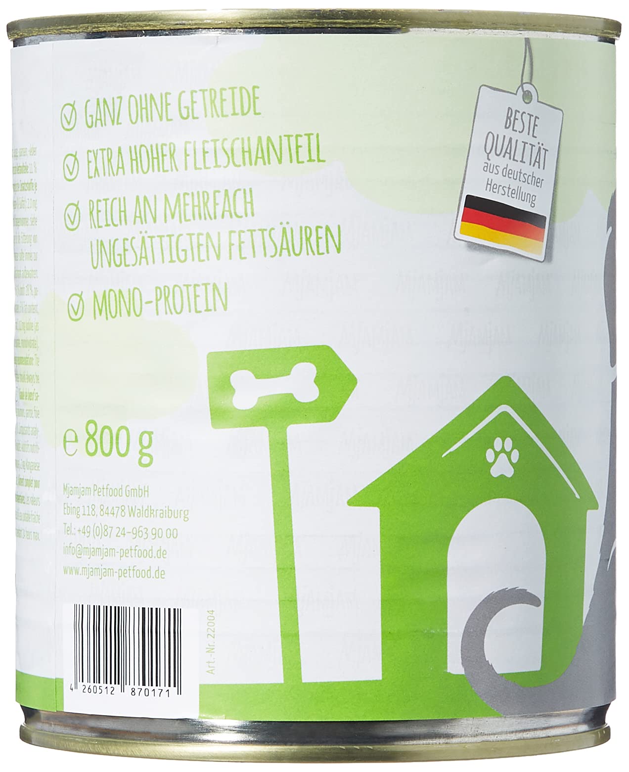 MjAMjAM - Premium Nassfutter für Hunde - leckeres Rind an gekochten Kartoffeln mit knackigen Erbsen, 6er Pack (6 x 800 g), naturbelassen mit extra viel Fleisch