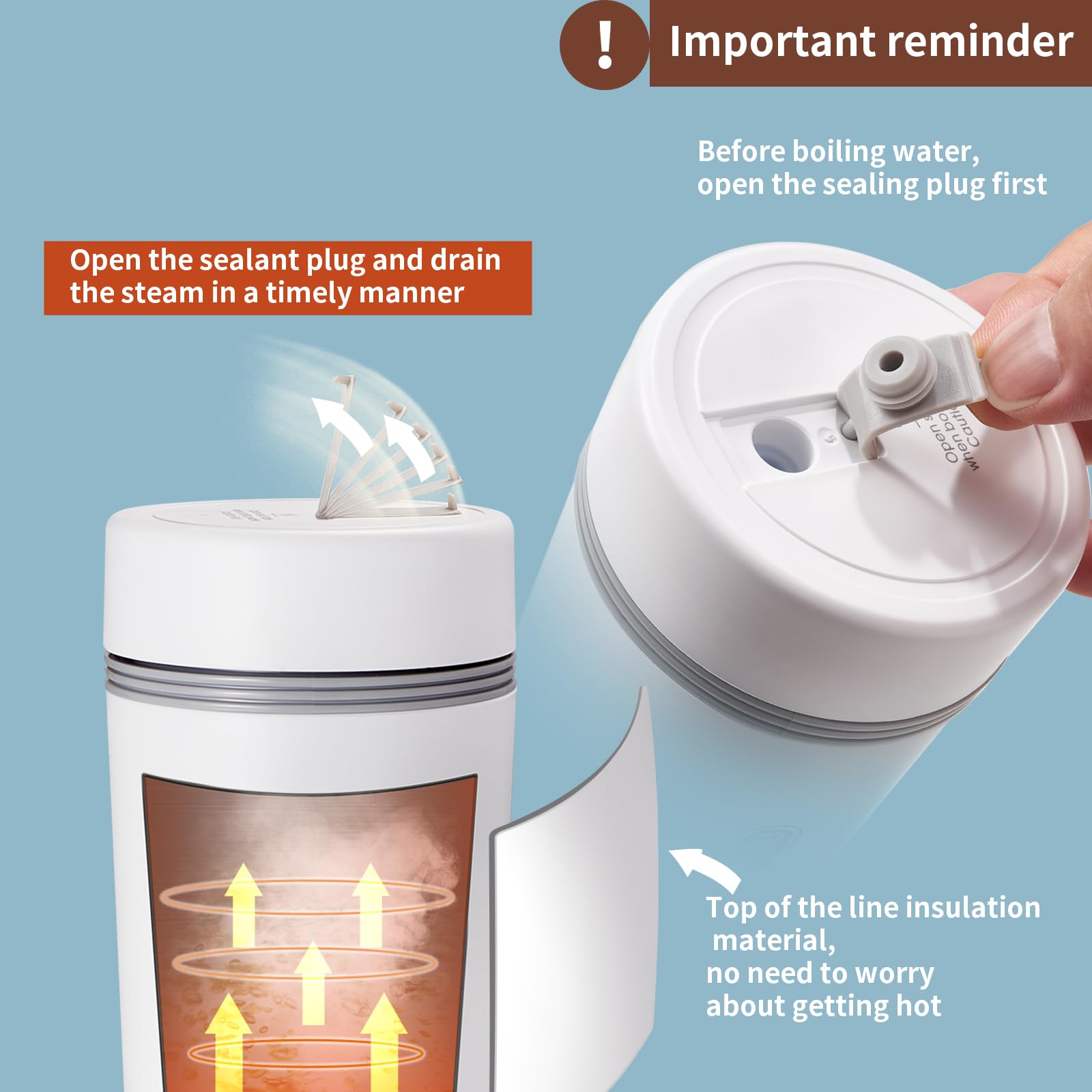 110V constant temperature electric cup, quickly heated to boiling, small electric heater intelligent heating anti dry burning can brew coffee and milk white