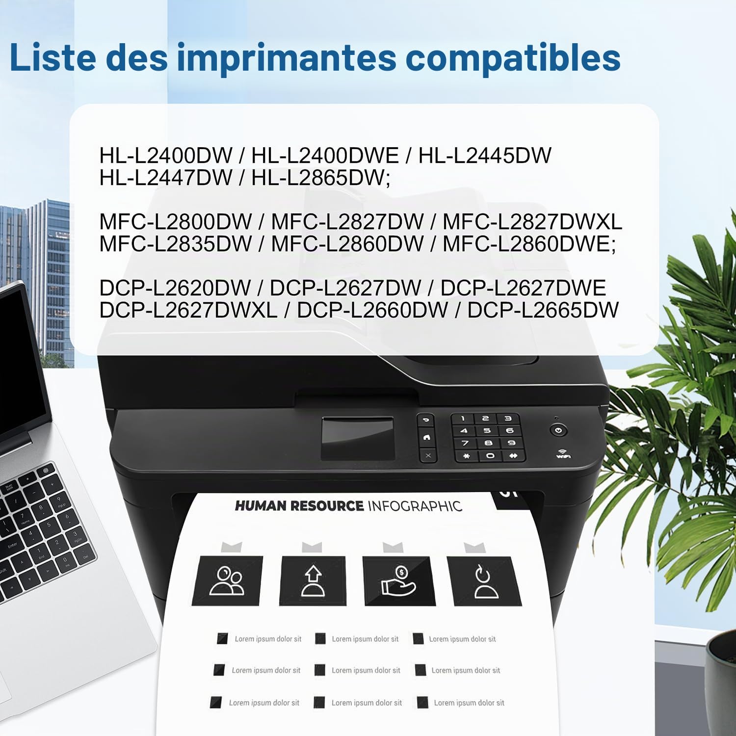 TN-2510XL Cartouche de toner, lot de 4, haute capacité compatible avec TN-2510 XL TN2510XL pour DCP-L2620DW MFC-L2800DW HL-L2400DWE MFC-L2827DW HL -L2445DW DCP-L2660DW MFC-L2860DW (noir, lot de 4)