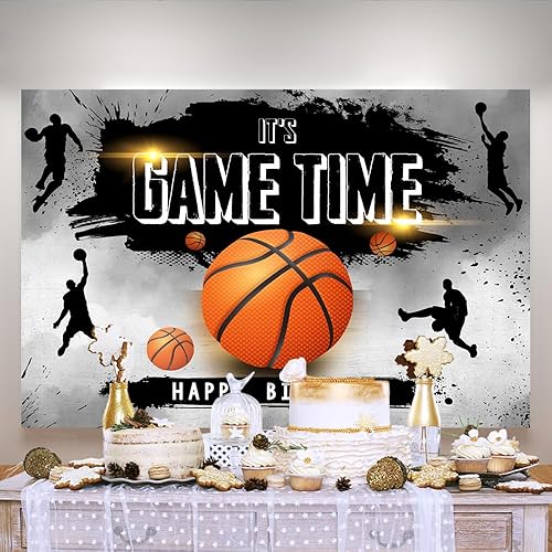 Miniatura 3 de Lofaris Cartel de fondo de 5 x 3 pies con texto en inglés "It's Game Time", "It's Game Time", "Happy Birthday", para decoración de fiesta de