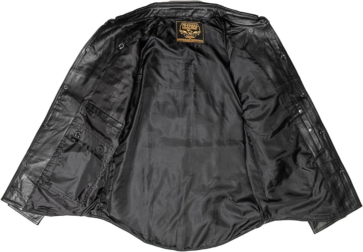 Milwaukee Leather LKM1601 Men's Suave Lightweight Leather Shirt - Black Cowhide Snap Front Riding Overshirt - 5X-Large