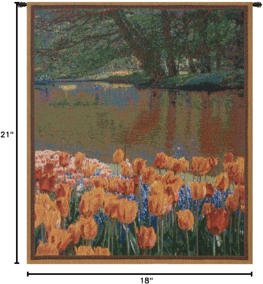 Keukenhof I Mini Belgian Tapestry - 18 in. x 21 in. Cotton/Viscose/Polyester by Charlotte Home Furnishings
