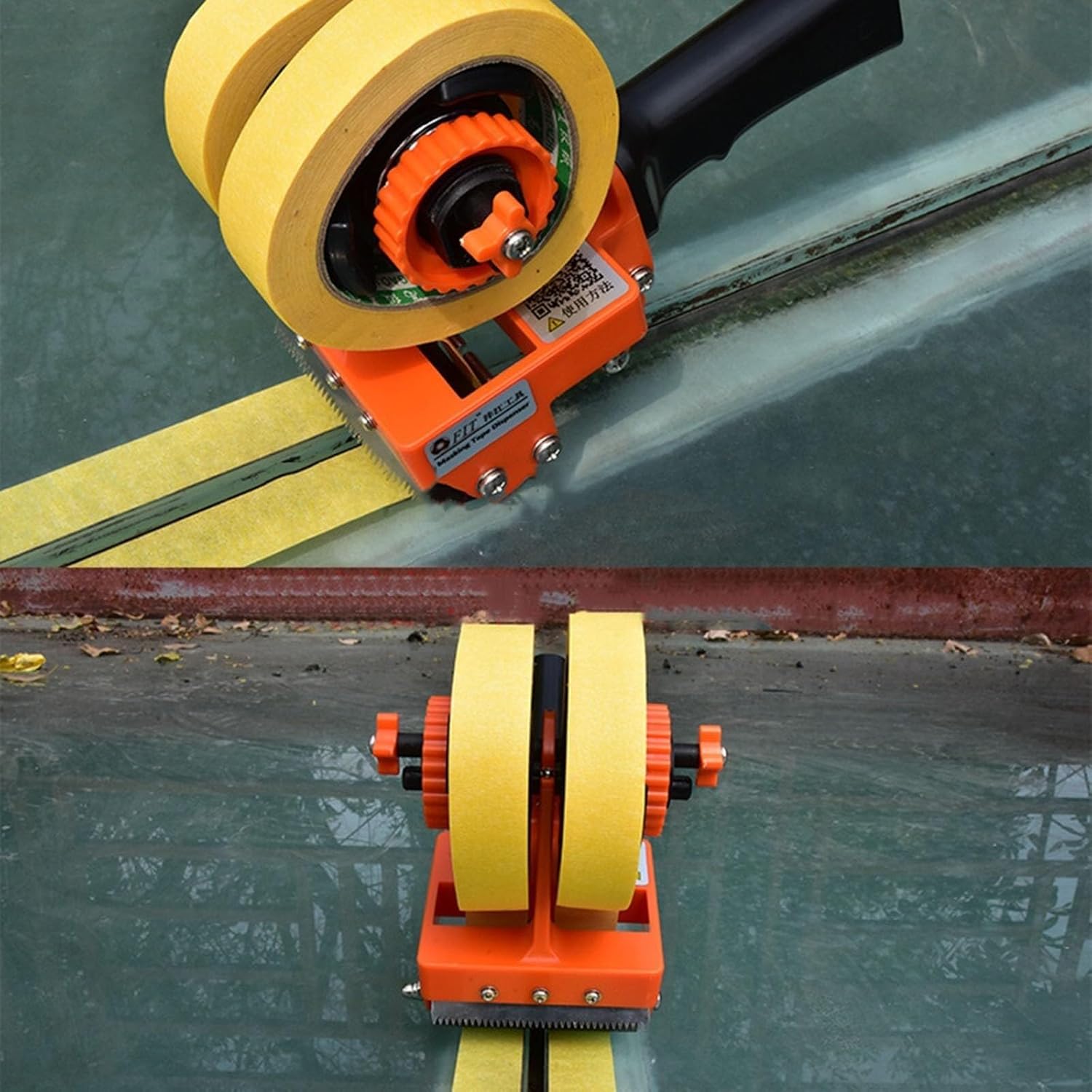 Double Roll Masking Tape Applicator Tool, Adjustable Width 8-35mm, Manual Tape Pasting Machine for Painting, Tiling, Spray Masking, Floor & Wall Use