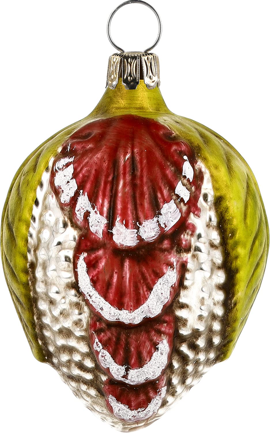 MAROLIN Glass Ornament Egg with Leaves