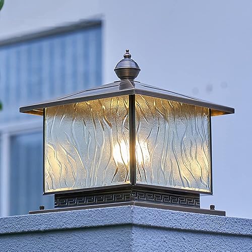 ZEELYDE Luces de poste al aire libre, luz solar de cobre completo para valla al aire libre, luz de poste de valla de jardín, cabeza de pared, luz de